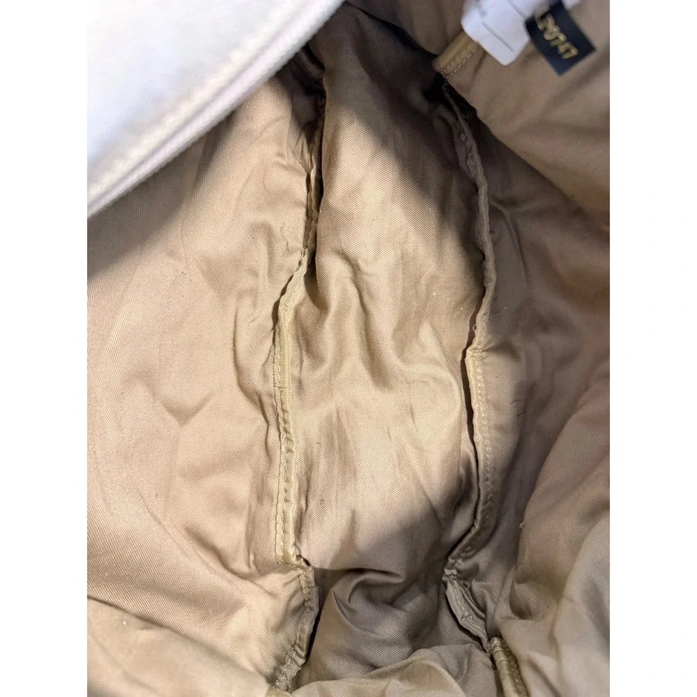 LL Bean Canvas Leather Messenger Bag Beige Crossbody Shoulder Bag CNLP0747